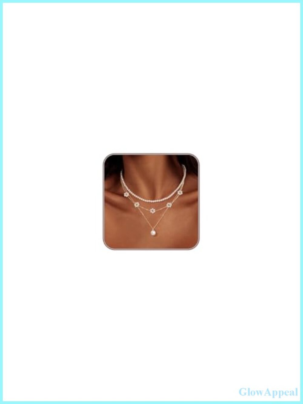 Pearl Necklace Set 14K Gold Plated Dainty Layered Choker Stack Jewelry